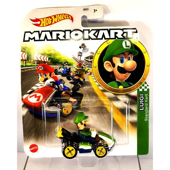 Hot Wheels Mario Kart LUIGI STANDARD KART, New, See Pics/Description! - Picture 1 of 4